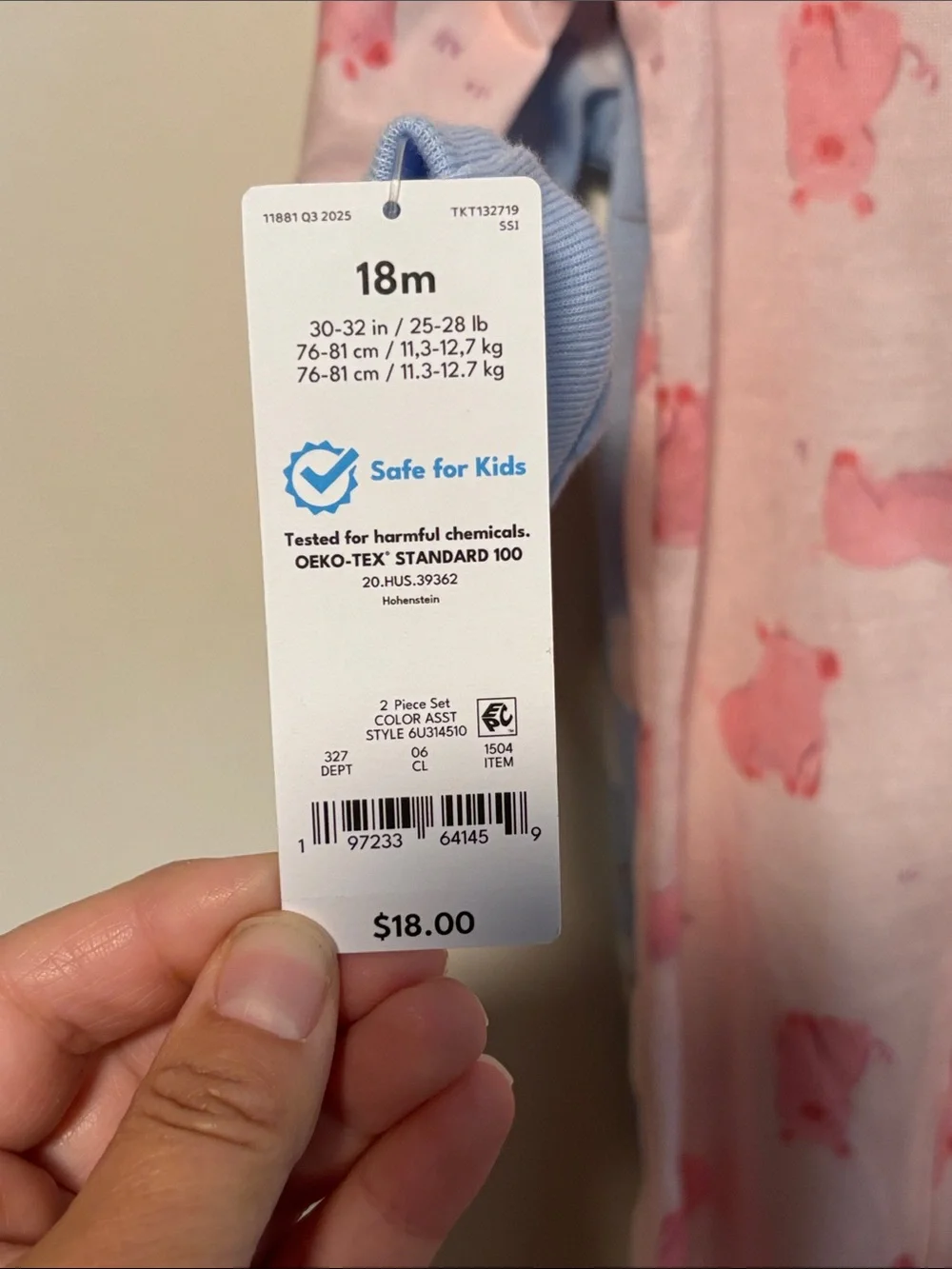 Carter's Blue and Pink Sheep Print Footed One-Piece Set